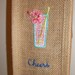 Jute Euro-Handle Wine/Liquor Bag, Shimmering Cocktail with "Cheers"