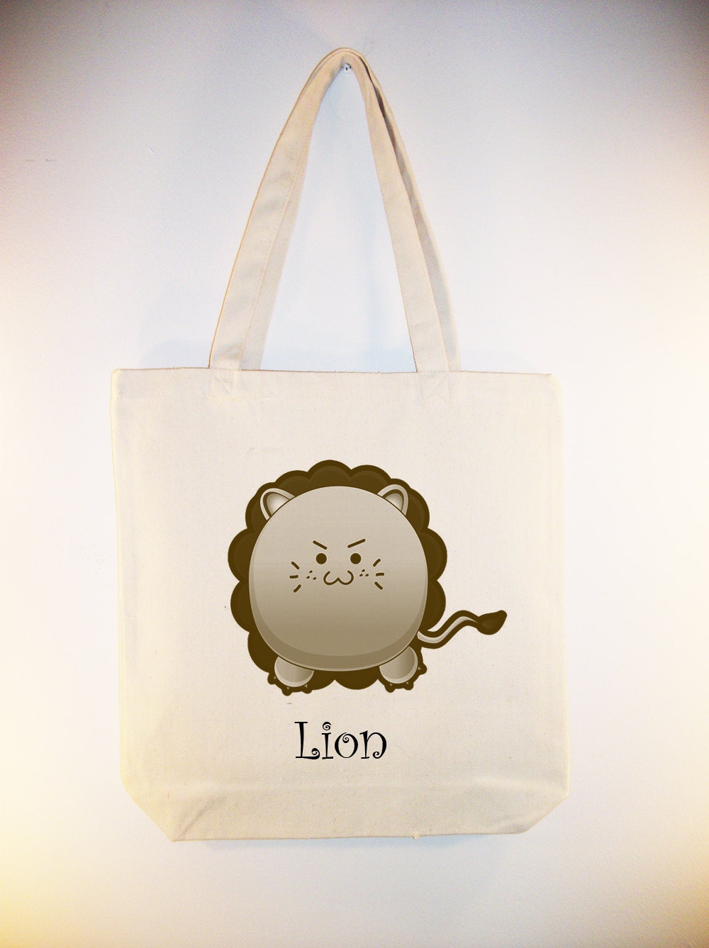 Cute Lion illustration on Canvas Tote -- other bag sizes available
