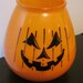 Vintage 50's Halloween Glass Pumpkin Candle Jack O Lantern Lite decoration