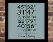 Long Distance Love Personalized City Coordinates Print - Any City Available Personalized Art