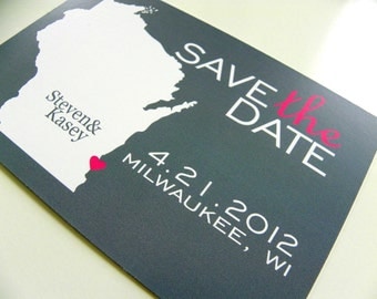 Save the Date Postcards Set of 48  Custom State Map - Any Location Available Worldwide