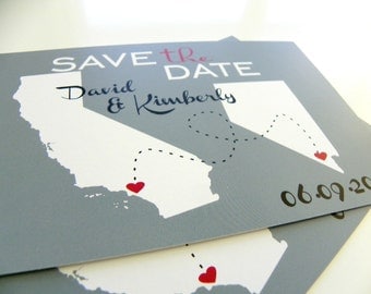 Save the Date Postcards Custom State Wedding Map Set of 48- Love Will Find A Way Series