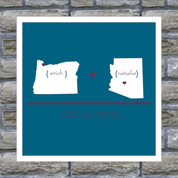 Love Map State Art Personalized Map - Love Arithmetic Print - 12x18 Any Location Avaliable Worldwide
