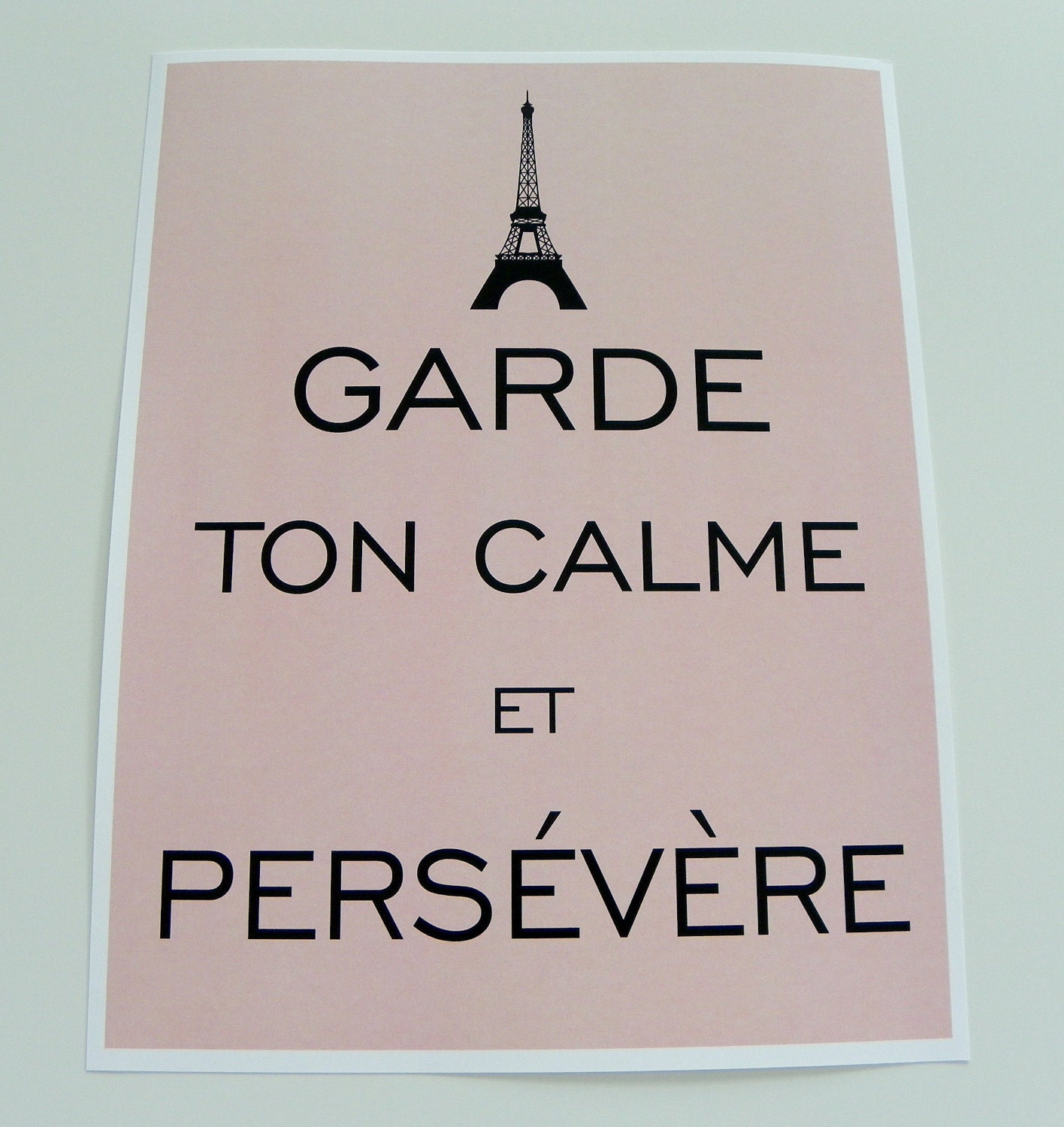 Keep Calm and Carry On Eiffel Tower French Print Modern Vintage Inspired Classic Print