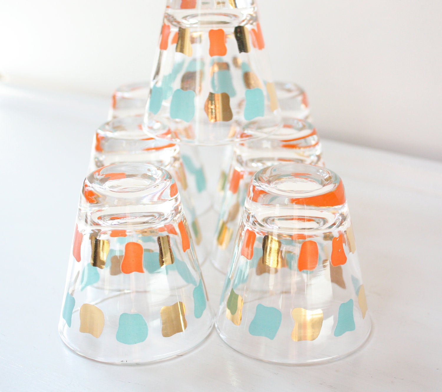 Vintage Retro Tumblers Barware Cocktail Glasses