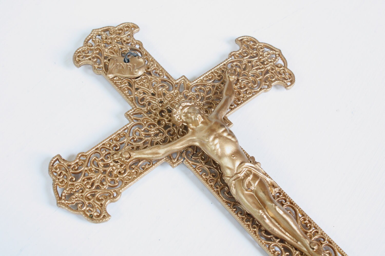 Vintage Gold Metal Filigree Crucifix Cross by BohemianLil on Etsy