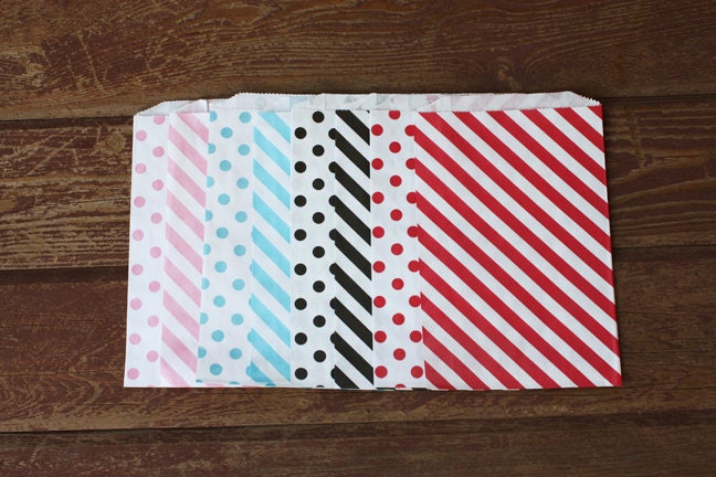 Cute Striped - Polka Dot Party Favor Bags - Bigger Bitty Bags