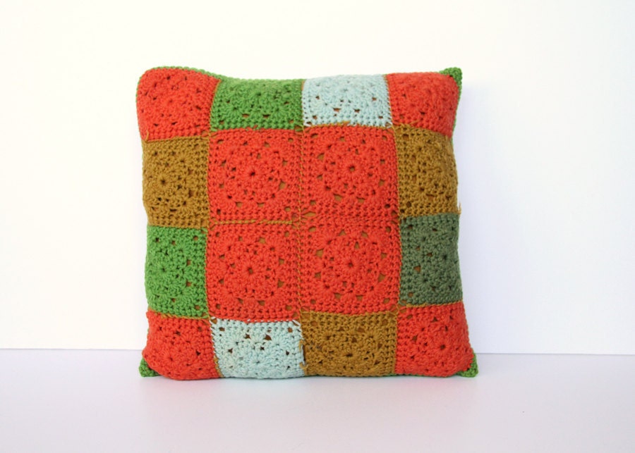 Crochet Squares Pillow - Afghan Pillows