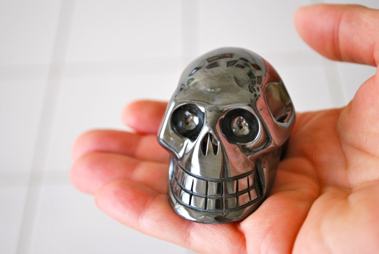 Skull Hematite Large Hand-Carved