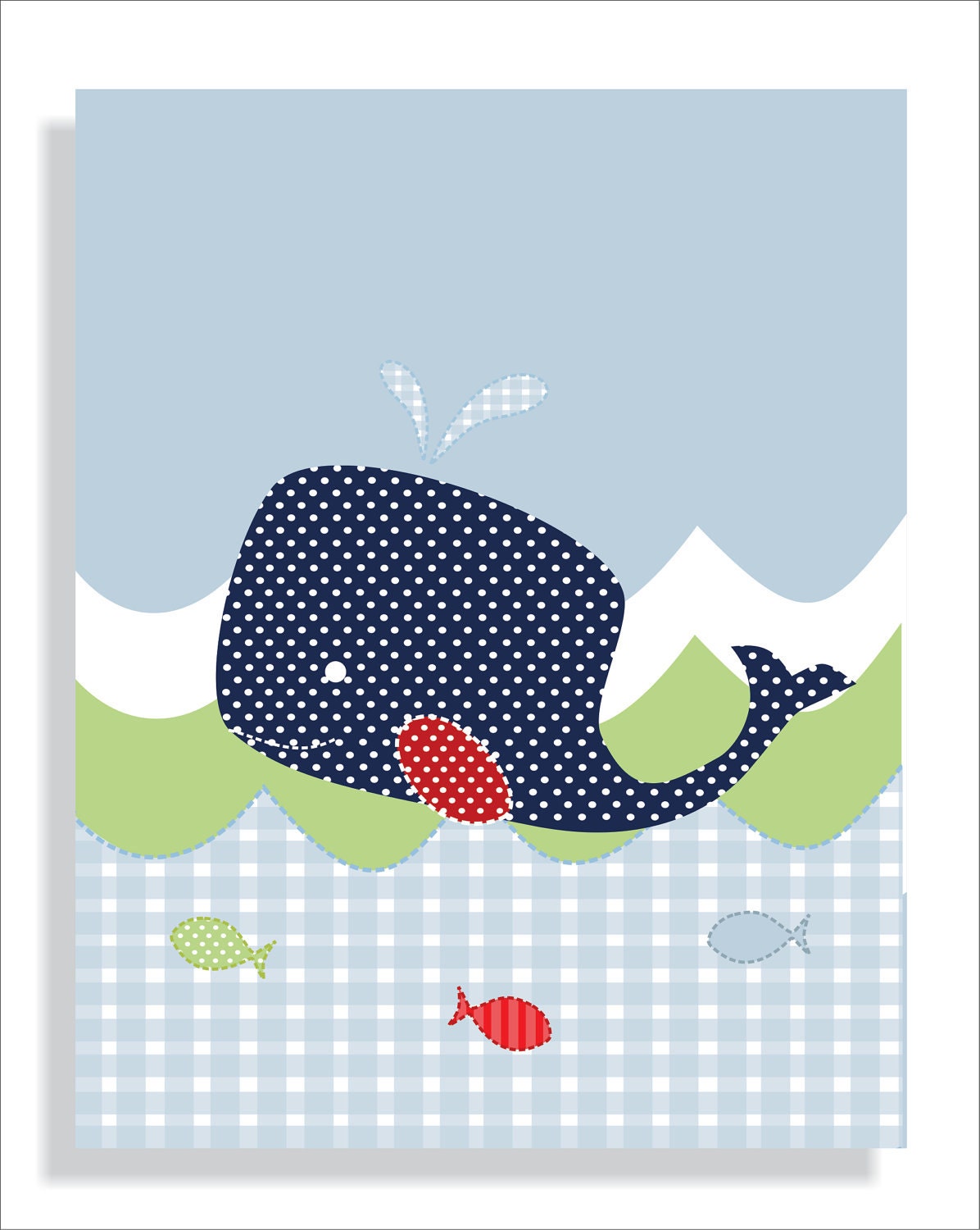 Jackson Whale Children's Art Print, Nursery Wall Art  Set of three 11x14