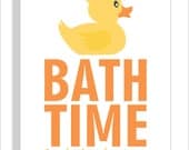Bathroom Art Print  for Children - Bath Time Rubber Duck - 11x14 Nursery Wall Art, Kids bathroom decor