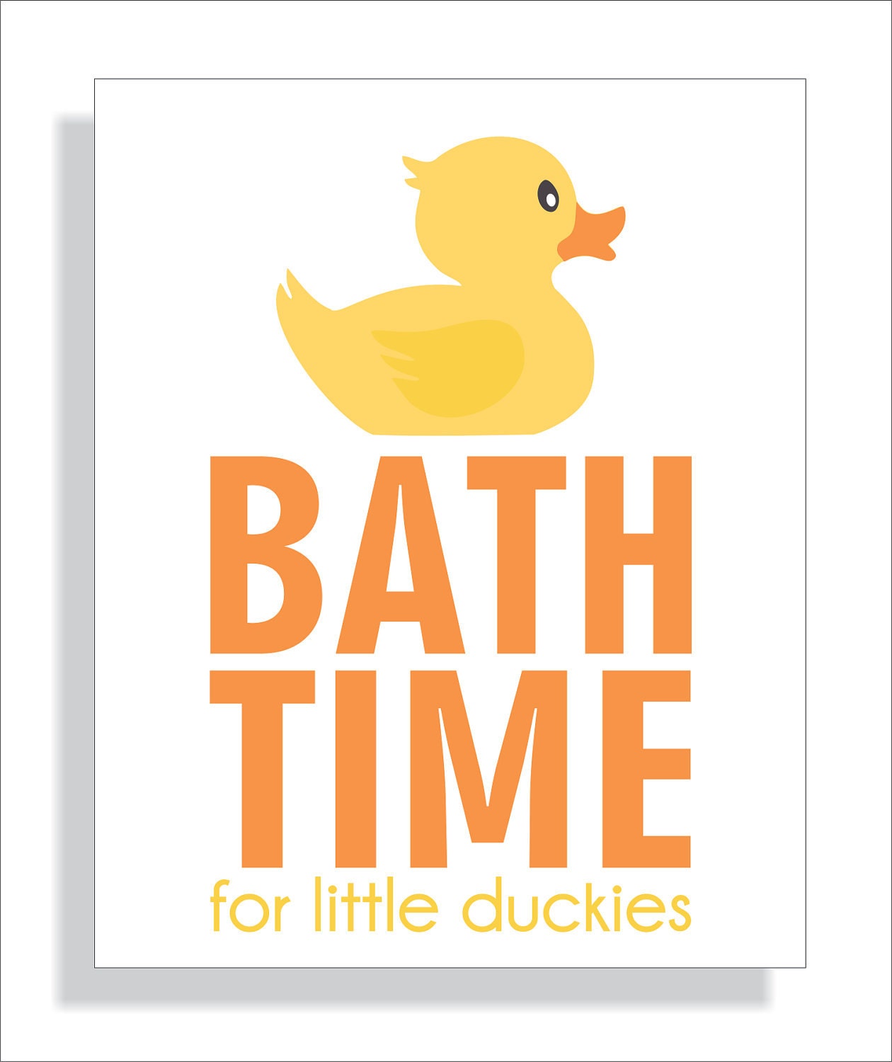 Bathroom Art Print  for Children - Bath Time Rubber Duck - 11x14 Nursery Wall Art, Kids bathroom decor
