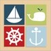 Nautical Theme, Whale, Children's Wall Art, Nursery Wall Art, Children's Canvas- Set of four 10x10 stretched canvas