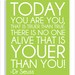 Dr. Seuss Quote "Today" Modern Art Print Typography Nursery wall decor, Kids Wall Art, Playroom wall art-8x10