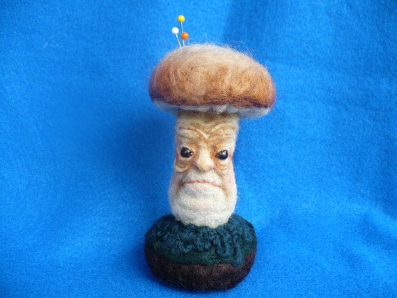 Needlecraft Needle felted Fairy Mushroom Toadstool Collectible Pincushion, OOAK
