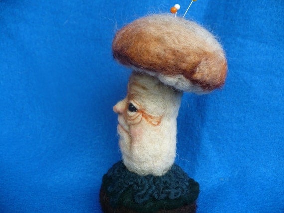Needlecraft Needle felted Fairy Mushroom Toadstool Collectible Pincushion, OOAK