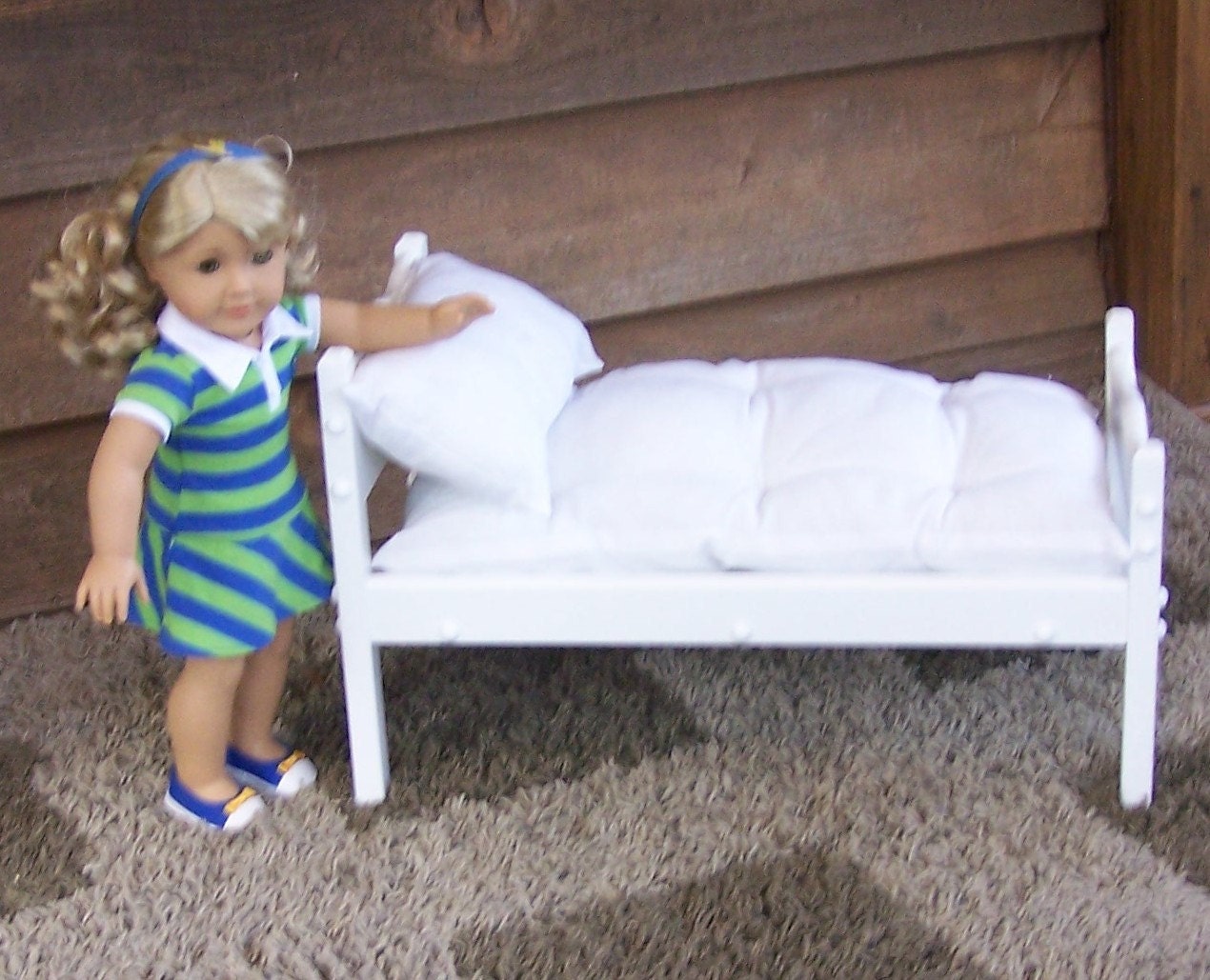 American Girl Doll Single White Bed