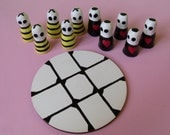 Tic Tac Toe - Handmade Board Game - The Imperfect Creatures - Clay Figurines