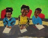 Original Oil Painting of Students in School 15 x18