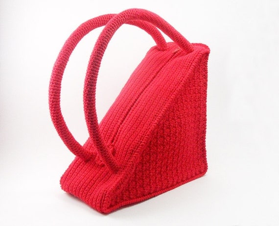 Crochet Summer Purse Red Triangle Bag Unusual Handbag Unique Women's ...