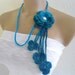 Flower Lariat Scarf, Blue, Necklace with crochet flower patterns , hand-made,fashion,gift, mothers day,unique
