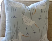 Coastal Sandpiper Pillow Cover / 18" x 18" / Grey  / Decorative Pillow / Accent Pillow