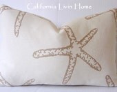 Coastal STARFISH Lumbar Pillow Cover / 12" x 18" / Sand / Decorative Pillow / Beach Pillow / Nautical Pillow