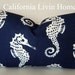SeaHorse Lumbar Pillow Cover / Michael Jon Fabric / Navy & White / 12" x 22" / Hidden Zipper Closure / Designer fabric / Accent Pillow
