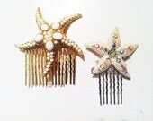Vintage Crystal Starfish Bridal Hair Comb-Beach Wedding-Vintage Bride Starfish Wedding Theme