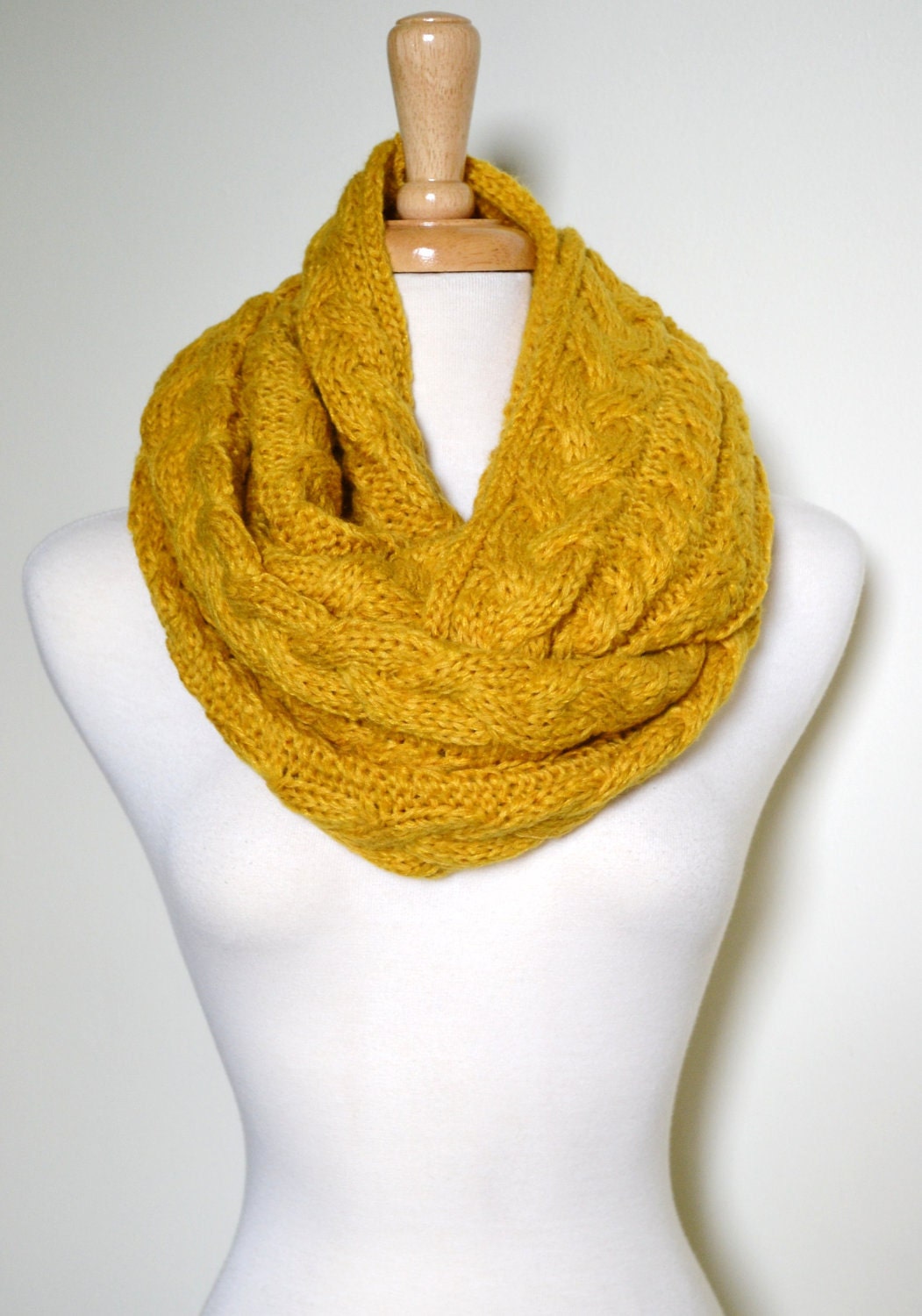 Chunky Knitted Loop Infinity Eternity Winter Warm Long Scarf Cable Pattern