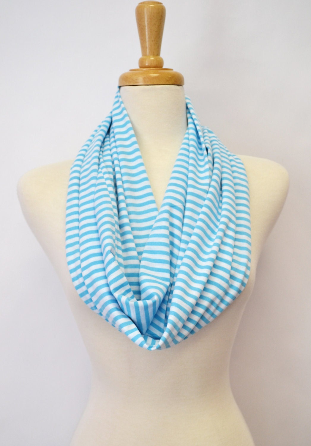 Nautical Stripes Cotton Infinity Loop Circle Eternity Summer Scarf Sailor Fashion Accessory