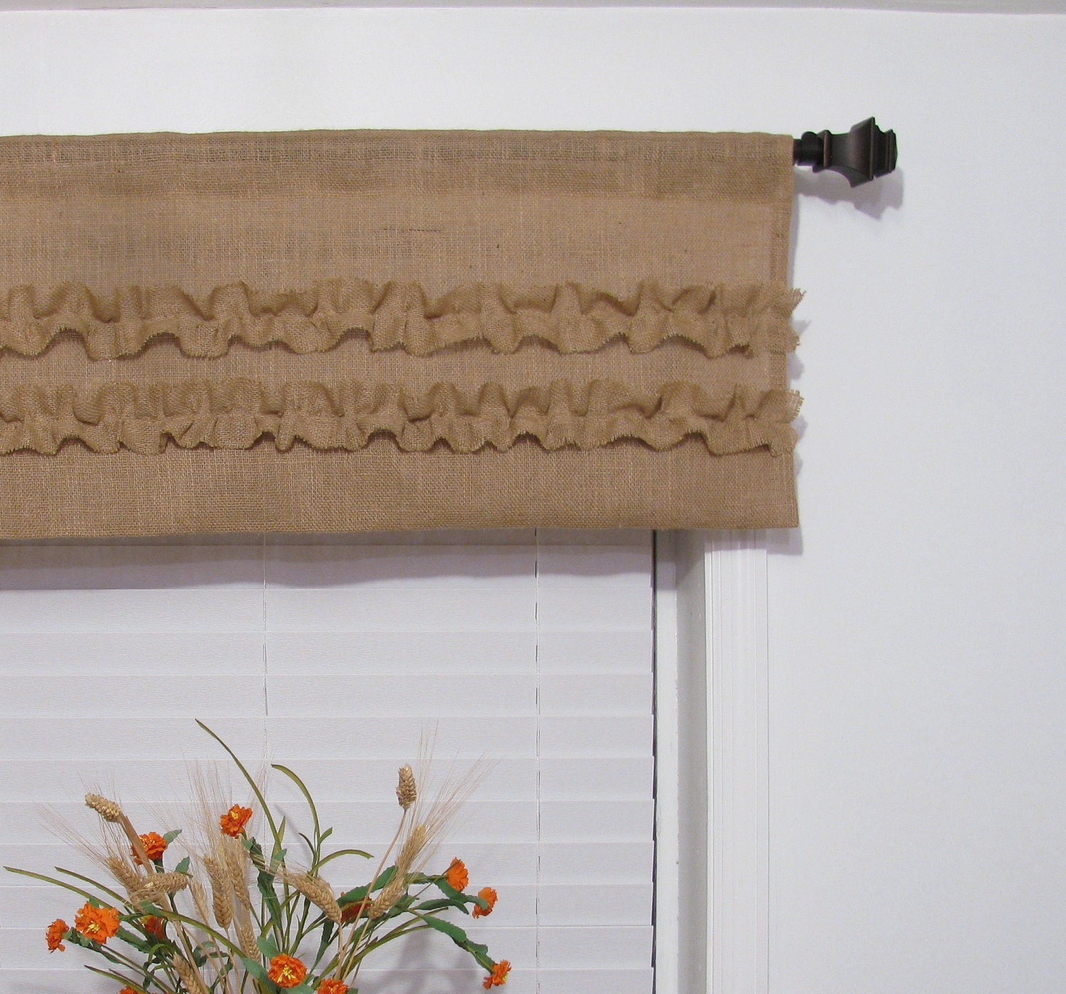 Window Treatments Burlap Valance Ruffled Rustic Curtain