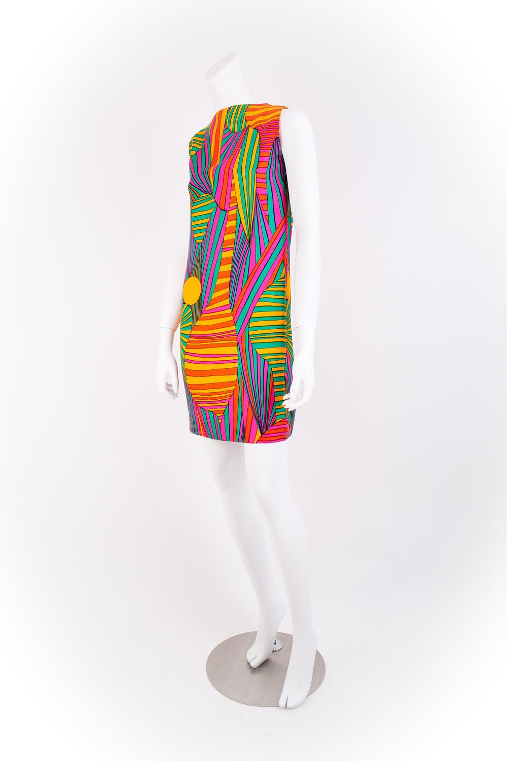 Vintage 1960's Dress, Bright Dress, Mad Men Dress, Summer Dress, Mod, Multicolor, Block Color, Silk Shift Dress, Size Small