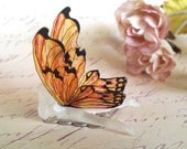 Flower Faerie Hair Comb - Translucent with Transparent Yellow Butterfly Wings MADE TO ORDER