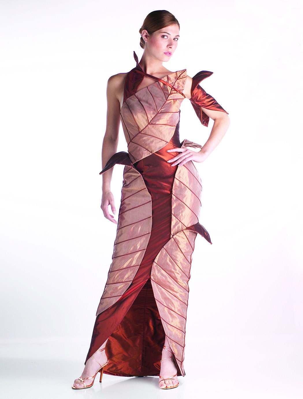 Evening dress "Silk Leaves "