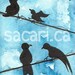 Birds on a wire 1 - Original Watercolor ACEO/ATC
