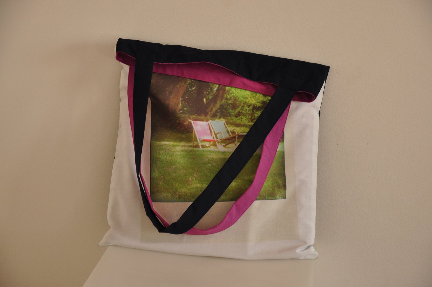 polaroid tote bag "deckchairs in love"