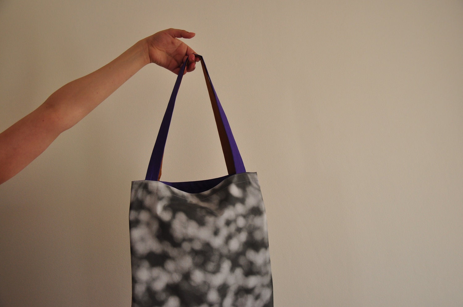 polka dot tote bag chocolate purple