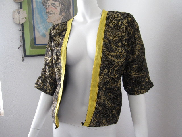 Vintage Silk Blouse Gold Metallic Oriental