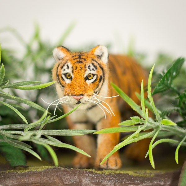 Bengal Tiger Sculpture - Jungle Animals, Wildlife Sculpture, Needle Felted, Tiger Art - ADelicateWorld