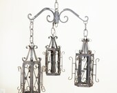 Wrought Iron Lantern Pendant Chandelier - Indoor Outdoor Lighting Fixture