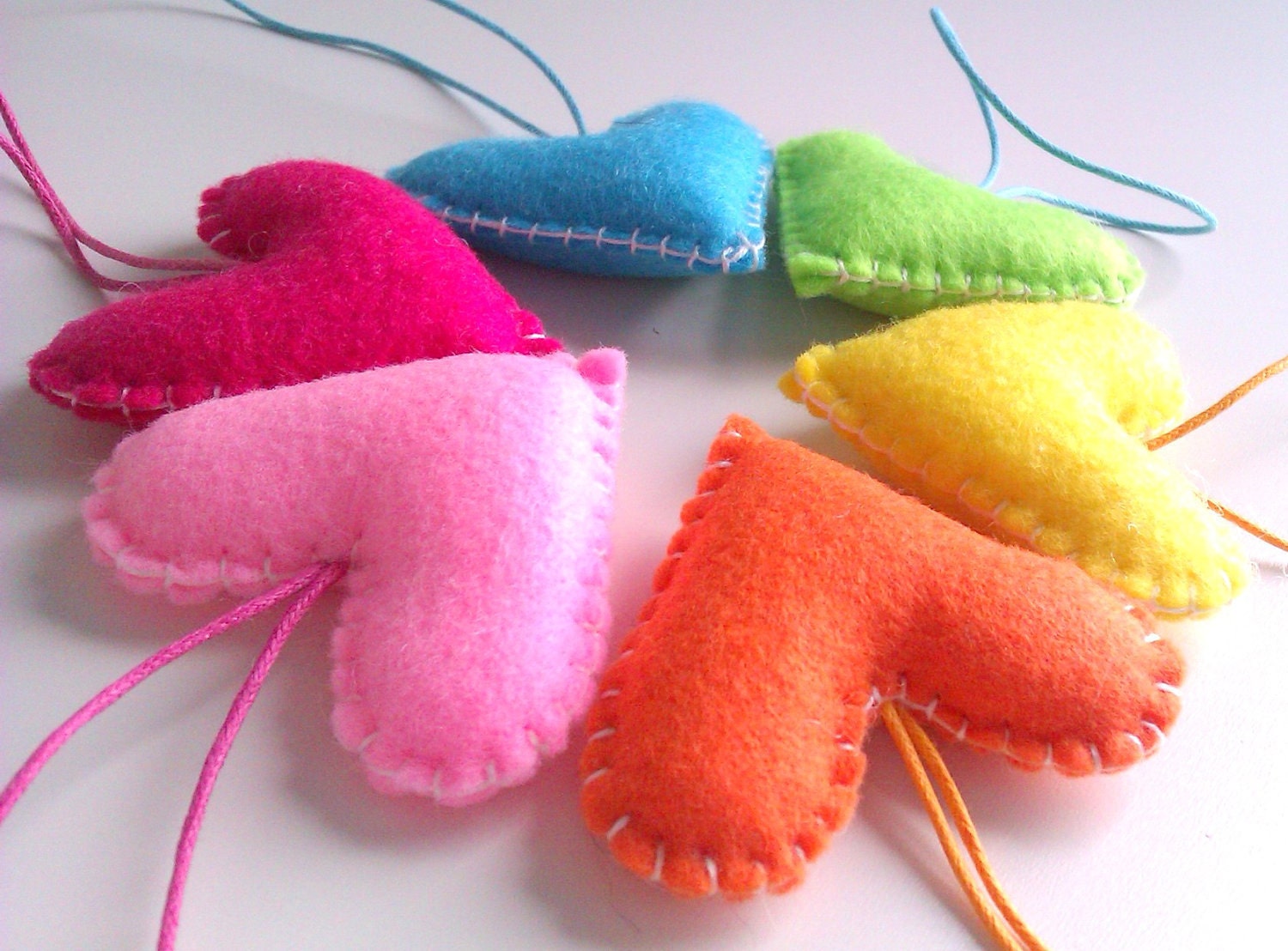 Favour Hearts Decorations - Vibrant, neon, rainbow, colorful - Set of 6 - Ornaments/favors/decor/gifts Il_170x135