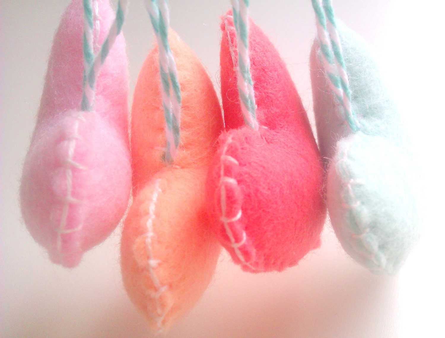 Wedding/party Hearts Decorations - Pastel, mint, coral, pale pink, peach - Set of 4 - Ornaments/favors/decor/gifts Il_570xn