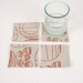 Stones, natural linen coasters, rust brown, set of 4