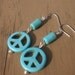 Turquoise Hippie Boho Peace Sign Earrings