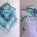 FREE SHIP 1 USD Ocean Blue -White Spring Flower Mohair Triangle Shawl