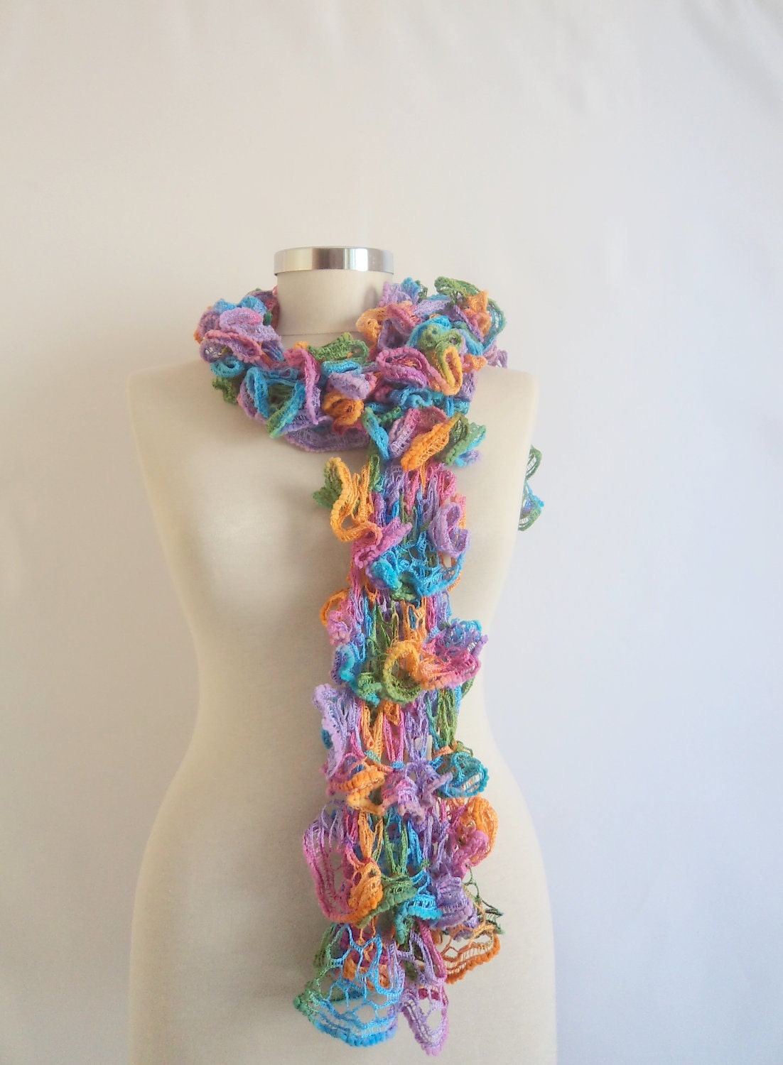 Multicolor Lace Scarf HandCrocheted scarves big Cowl authentic Turkish LaceWork romantic stole ,winter,valentine,fashion,gift her