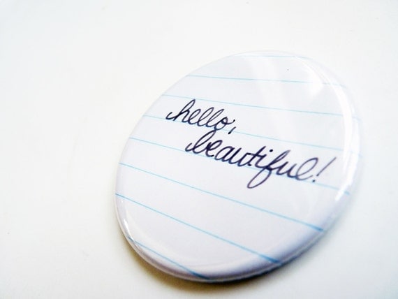 Hello Beautiful - Pocket Mirror - Great for Bridesmaid Gift, Under 5 Gift, Party Favors