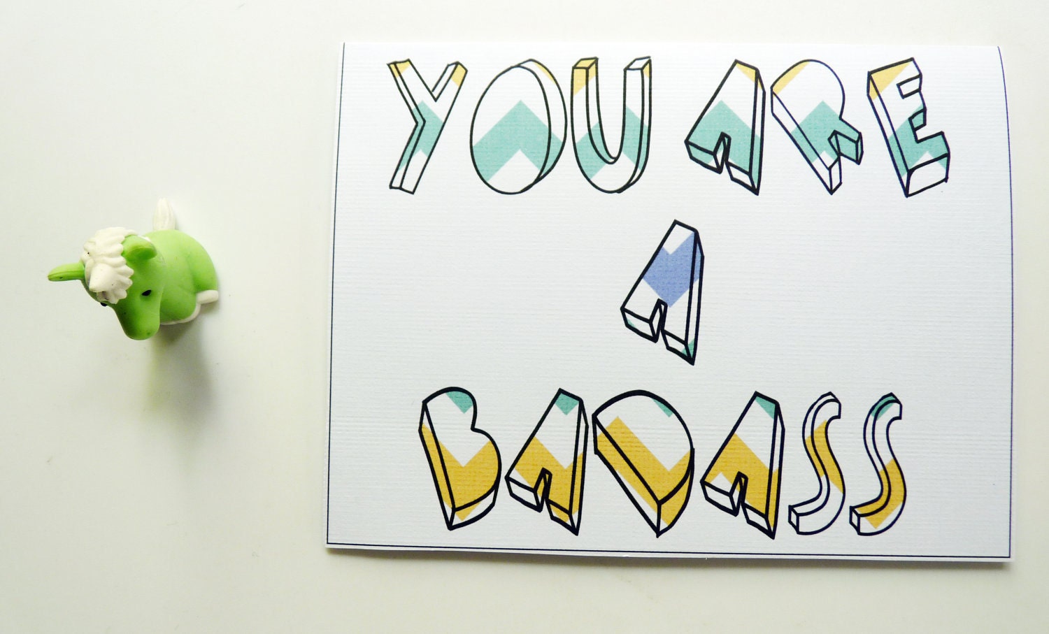 You Are A Badass - Textured Chevron Teal, Blue & Yellow - Ready to Ship
