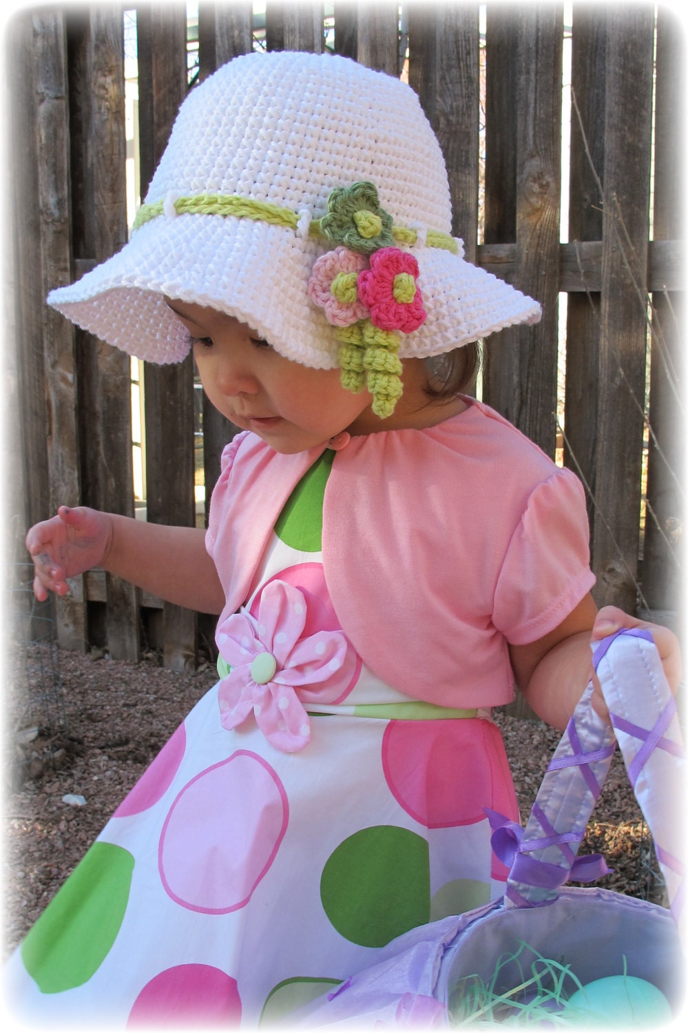 CROCHET PATTERN - Spring Garden - a spring/summer hat with flowers in 6 sizes (Infant - Adult S) - Instant PDF Download